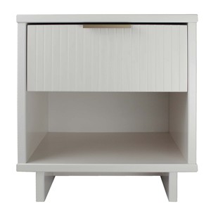 White Nightstand With Drawer And <b>Open</b> Shelf <b>Storage</b> <b>Unit</b> - Product Image 1