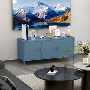 Metal Storage Sideboard Cabinet Living Room Blue 3 Door <strong>TV</strong> Buffet Steel Furniture <strong>for</strong> Modern Living Room Storage - Product Image 6
