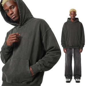 Sudadera con Capucha Oversize para Hombre, Lavado Ácido, Algodón Pesado, Estilo Vintage Desgastado, Unisex, Streetwear, Personalizable, Lisa, Modelo TKAN9071 - Product Image 2