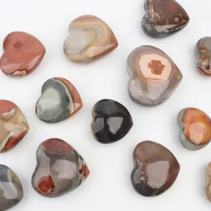 Wholesale Natural Ocean Jasper Hearts Shape Quartz Carved Crystal Hearts