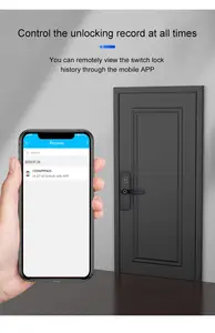 Kunci WiFi sidik jari pintar, kunci WiFi sidik jari pintar elektrik dengan penyimpanan Data Cloud jaringan Tuya untuk keamanan cocok dengan pintu kayu aluminium baja