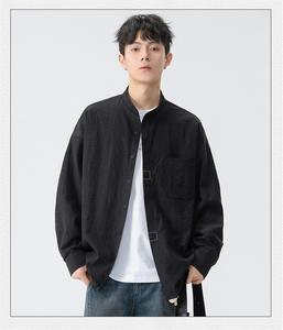<span class=keywords><strong>เสื้อ</strong></span>เชิ้ตผู้<span class=keywords><strong>ชาย</strong></span>แขนยาวสไตล์ญี่ปุ่นย้อนยุค ฤดูใบไม้ผลิ ฤดูใบไม้ร่วง แบบใหม่ เรียบง่าย สไตล์จีน <span class=keywords><strong>คอ</strong></span>ตั้ง <span class=keywords><strong>สี</strong></span>พื้น ประดับลูกปัด โพลีเอสเตอร์ แห้งเร็ว - Product Image 2