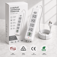 Multiprise standard australienne personnalisée par le fabricant, 4 prises CA avec 2 ports USB et 1 chargeur rapide USB-C, rallonge multiprise