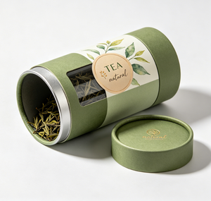 Cylindrical Paper Tube with Transparent <b>Window</b> for Loose Tea Display Craft Paper Four-Color Printing Recyclable Design - Product Image 5