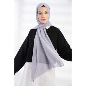 ผ้าพันคอชีฟองหรูหรา สีเทา โพลีเอสเตอร์ยาวสำหรับผู้หญิง ป้องกันแสงแดด - Product Image 3