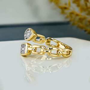 แหวนเพชรแท้ Toi Et Moi 0.22 กะรัต ชุบทองคำขาวโรเดียม ดีไซน์ Cuban Link Bypass Band - Product Image 6