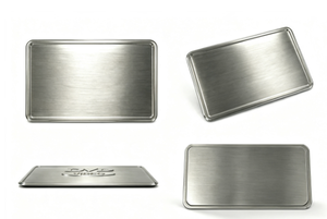 Custom Embossed Brushed Aluminum Rectangle <b>Name</b> <b>Plate</b> Self Adhesive Sticker Metal Label Stamping Technique for DVD Electronic - Product Image 3