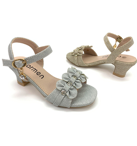 Sandali open toe per bambini con tacchi bassi e fiori sandali estivi per <span class=keywords><strong>bambina</strong></span> vestono <span class=keywords><strong>scarpe</strong></span> per incontri - Product Image 6