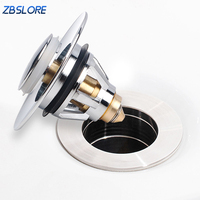 Colador de desagüe de fregadero de acero inoxidable de diseño moderno Tapón de fregadero emergente de baño con colador tipo empuje
