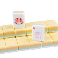 1-1/4" 4-Layer Engraved American Mahjong, 160-Tile Lemon Chiffon Azure Aviary Mat