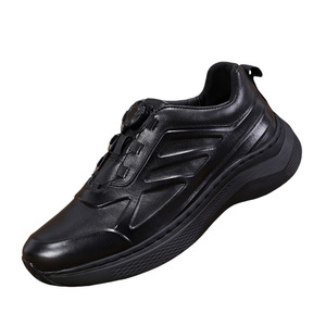 Men's Genuine Leather Sporty Chunky Shoes <b>Round</b> Toe Lace-up Rubber Outsole EVA Midsole <b>Cushioned</b> Autumn Casual Wear - Product Image 4