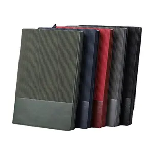 Wholesale Free Sample Promotional soft cover Pu Leather Custom Notebook With metal plate bookmark