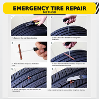 Juego de 5 Piezas de Herramientas para Reparación de Neumáticos de Auto y Moto, Parche de Emergencia Rápido con Cinta Adhesiva, Kit de Reparación de Emergencia para Vehículos
