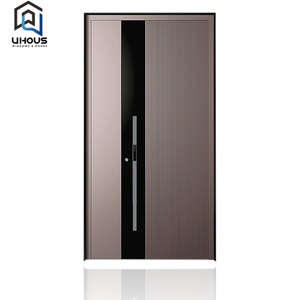 Porte contemporaine en aluminium avec boîte <span class=keywords><strong>aux</strong></span> <span class=keywords><strong>lettres</strong></span> et sonnette intégrées Vision nocturne à 180 ° Résolution 2K pour l'entrée - Product Image 1