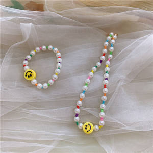 2025 Nueva alta calidad Ins gran oferta Diy colorido semilla cuentas gargantilla Linda sonrisa cara perla collar con cuentas para mujeres niñas - Product Image 2