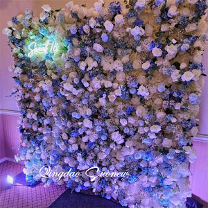 مصنع استحمام أطفال صناعي جديد من المصنع جدار حرير وردي أزرق 8x8 خلفية جدار زهور ملفوفة - Product Image 3