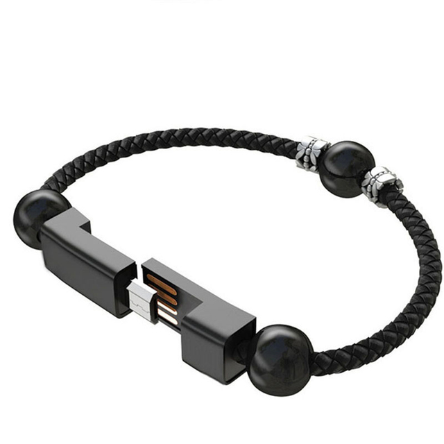 Factory Wholesales Leather Braided Bracelet Charger Cable for iphone Android