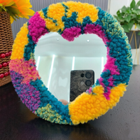 Miroir de table rectangulaire portable en tissu velours, mignon, tricoté, brodé, personnalisable avec logo et couleur, pour présentation