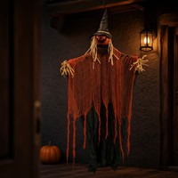 SIPKLR Décoration d'Halloween suspendue de 47 pouces : Citrouille, Épouvantail, Fantôme – Décoration effrayante pour l'extérieur, la cour, la véranda, les fêtes