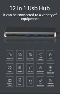 Thâm quyến nhà máy tốt nhất 12 cổng <span class=keywords><strong>USB</strong></span> C HUB để 87 Wát PD sạc và HDTV <span class=keywords><strong>USB</strong></span> 3.0 SD/TF Đầu Đọc thẻ và VGA AMD <span class=keywords><strong>RJ45</strong></span> Bộ chuyển đổi - Product Image 2
