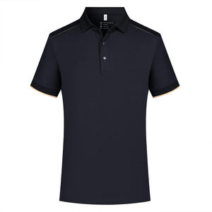 เสื้อโปโลแขนสั้นสีดำสีพื้นโพลีเอสเตอร์สำหรับงานสร้างทีมบริษัท - Product Image 3
