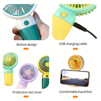 Kipas Mini USB Bentuk Buah Bunga Kartun, Portable, Genggam, Penyangga Ponsel, Dapat Dicetak Logo