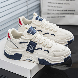 Chaussures de skate décontractées pour hommes, style coréen tendance, <span class=keywords><strong>à</strong></span> lacets, respirantes, durables, <span class=keywords><strong>à</strong></span> <span class=keywords><strong>semelle</strong></span> <span class=keywords><strong>épaisse</strong></span>, blanches, pour l'automne - Product Image 4
