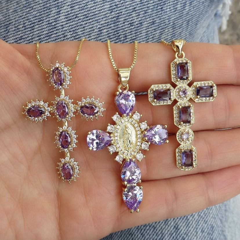 Горячая Распродажа, ожерелье с покрытием из 18-каратного золота, ожерелье с фианитами, ожерелье с подвеской-крестом для женщин и девушек в повседневной жизни