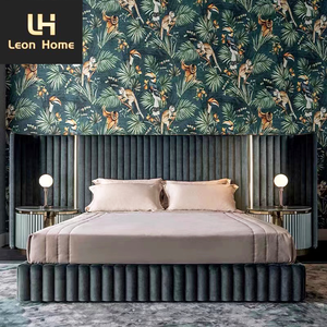 Nieuwste Ontwerp Slaapkamer Funiture Villa Bedframe Van Hoge Kwaliteit Tweepersoonsbed Luxe Fluwelen Stof Kingsize <span class=keywords><strong>Bed</strong></span> - Product Image 1