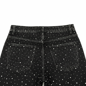 Fabricante de vaqueros Streetwear Custom Vintage Wash Jorts Hombres Jeans Shorts con diamantes de imitación Pantalones cortos de mezclilla - Product Image 1