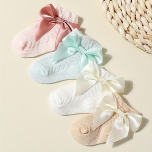 Chaussettes pour nouveau-nés, bébés filles, style nœud papillon, douces, confortables, décontractées, colorées, en coton - Product Image 2