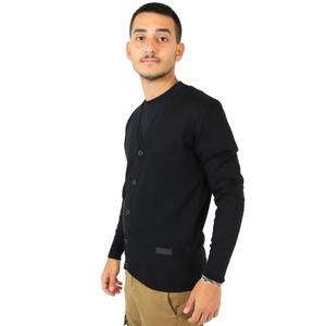 Cárdigan para Hombre, Negro, Manga Larga, Cuello en V, Botones al Frente, Estilo Casual - Product Image 2