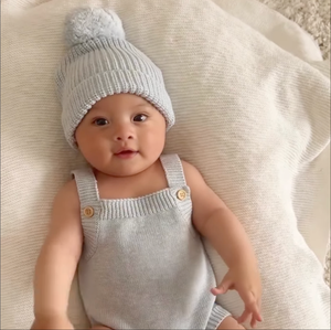 <span class=keywords><strong>Bonnet</strong></span> en coton pour bébé nouveau-né, <span class=keywords><strong>tricot</strong></span> épais, gros pompon, chaud pour l'hiver, 0-3 mois - Product Image 3