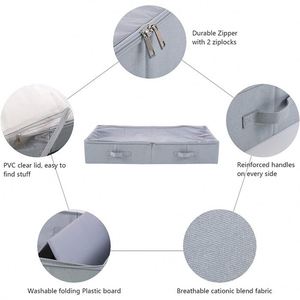 Organizador Plegable de Tela de Lino Más Vendido con Tapa Transparente de PVC para Almacenamiento Bajo la Cama, para Ropa, Bolsos, Manualidades y Costura para Armario - Product Image 3