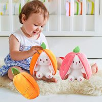 Peluche Réversible Lapin Fraise Convertible, Peluches Moelleuses Amusantes de Pâques, Lapin Doux, Jouets Faits sur Mesure