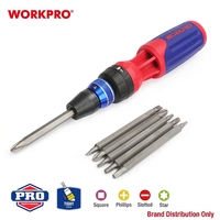 WORKPRO Clé à cliquet à verrouillage automatique à chargement rapide 12 en 1, 6 pièces, 1/4 po. Jeu de tournevis à embouts doubles en acier S2 à tige hexagonale