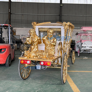 Chariot Royal Sculpté Électrique Sans Chevaux Blanc et Or de Haute Qualité, Carrosse Royal pour Transport Spécial Mariage à Vendre - Product Image 2