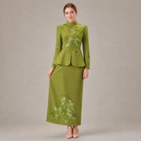 Ensemble jupe et haut pour femme, blazer fendu brodé de sequins, jupe midi chic parisienne, ensemble deux pièces pour douche nuptiale