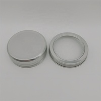 Pot rond en aluminium argenté de 60 ml avec couvercle à vis et fenêtre transparente, boîte de conserve pour bougie de 2 oz avec couvercle en plastique