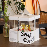 8 9 10 12 pouces carré mariage boîtes à dessert transparentes en plastique pour gâteau grand clair haute boîtes à gâteaux personnalisées emballage avec couvercle
