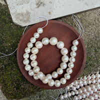 Chaîne de perles d'eau douce Edison naturelles, lustre rose parfait, taille des perles 10-13 mm, longueur de la chaîne 40 cm, environ 33 perles au total