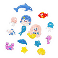 Badges brodés autocollants OEM série animaux marins, certifiés CE, écussons thermocollants étoile de mer pour réparation et décoration de vêtements