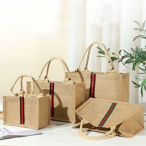 Large Capacity Tote Gift Packing Sublimation Customized Logo Burlap Animal Printed Jute Bag for Sale