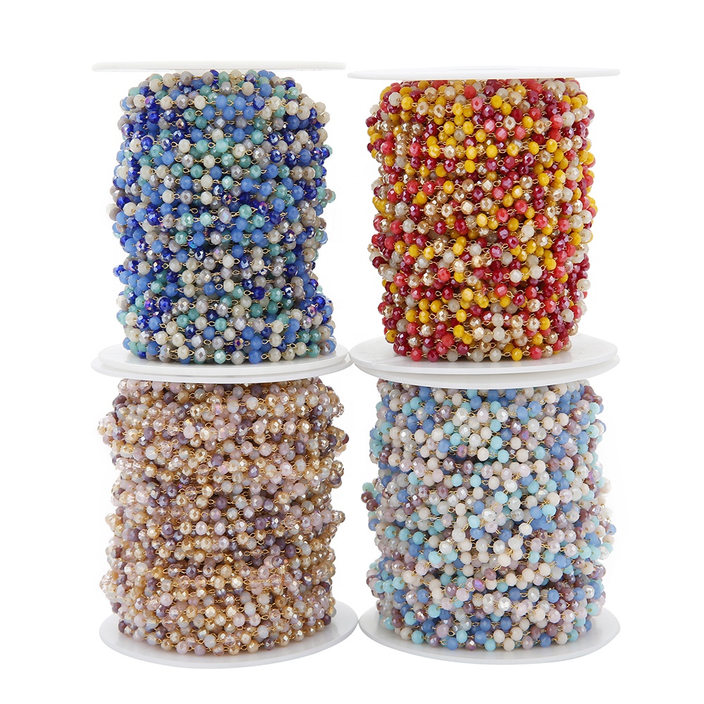 Colorful Glass Beads Chains DIY Jewelry Making Necklace Findings Bracelets Accessories Anklet Supplies