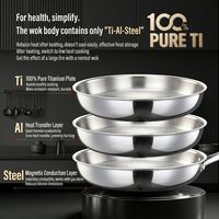 Poêle en titane pour la cuisine domestique, poêle à frire en acier martelé sans revêtement pour cuisinière à gaz et à induction