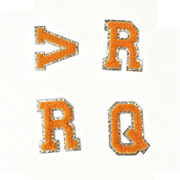 Patch chenille paillettes dorées fer sur patchs lettres Orange livraison le lendemain A-Z lettre en stock