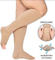 Chaussettes de compression à bout ouvert grande taille unisexe pour le sport, traitement des varices, pression graduée