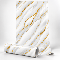 Papier peint auto-adhésif en marbre diagonal blanc or avec surface PET nettoyable pour murs décoratifs intérieurs