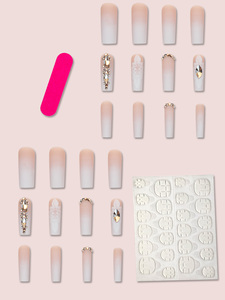 Usine en gros 24 blanc dégradé 3D <span class=keywords><strong>faux</strong></span> <span class=keywords><strong>ongles</strong></span> matériau ABS de haute qualité inoffensif pour le corps humain appuyez sur le Style - Product Image 2