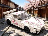 Blok Bangunan Mobil Sport Sakura Putih MOC Berkualitas Tinggi, Model Mobil Balap DIY, Mainan Edukatif untuk Grosir